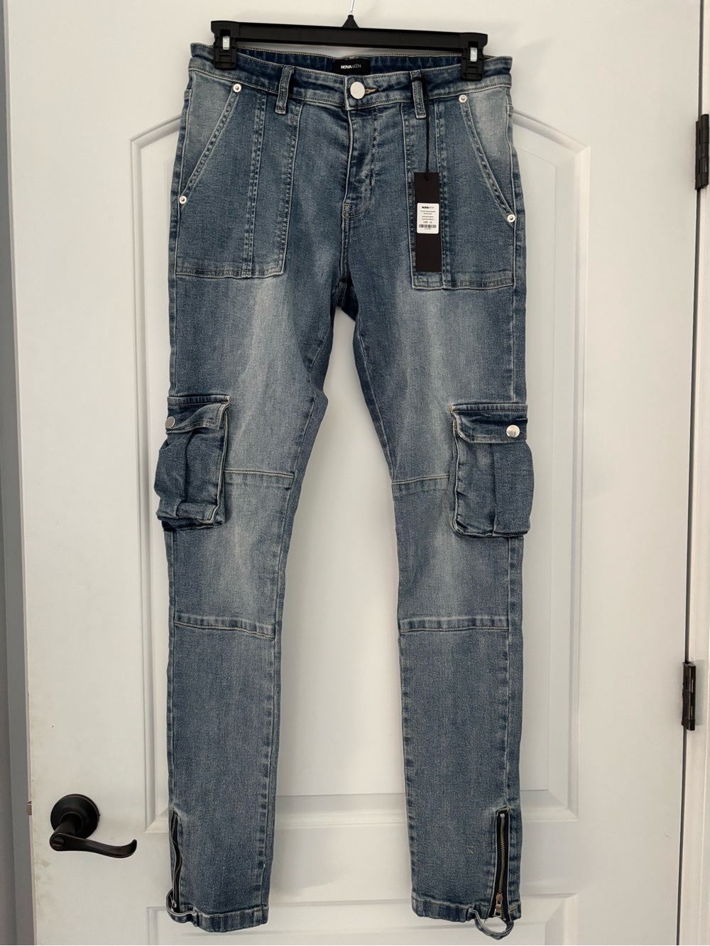 NWT Fashion Nova NOVAMEN "Out Of Control" Stacked Skinny Cargo Jeans